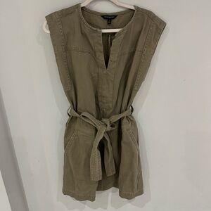 Green denim dress